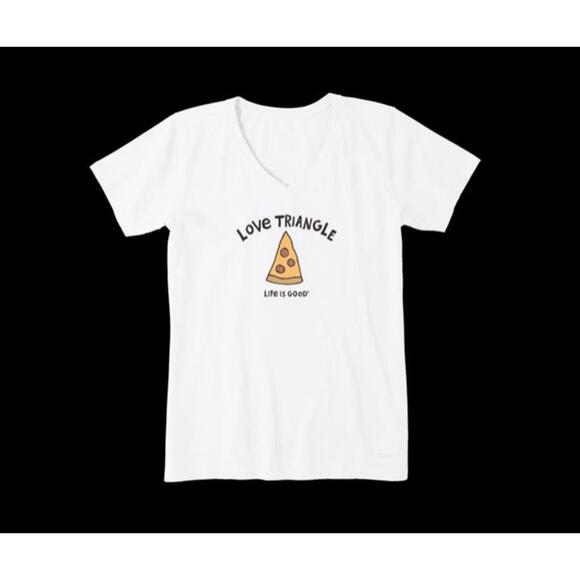 Life is Good NWT White Womens Pizza Love Triangle 100% cotton XL Top - Picture 4 of 4